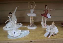 A Coalport limited edition group, 'Fonteyn and Nureyev', No. 651/1250 and four other figures of