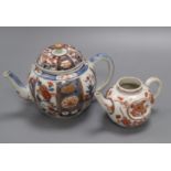 A Japanese Imari teapot and cover, c.1700 and an Arita moulded teapot, c.1680 (2) tallest 13cm