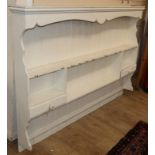 A Victorian style painted pine plate rack W.180cm