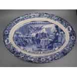 A Staffordshire blue and white transfer-printed oval platter 'The Declaration of Independence',