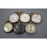 Five assorted pocket watches and a Niello cased hunter pocket watch