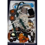 A quantity of assorted costume jewellery, including a marcasite bracelet