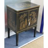 A reproduction chinoiserie painted two door cabinet W.60cm