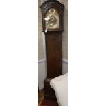 An early 19th century oak longcase clock by Thomas Brass, Guildford H.220cm