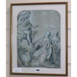 Venetian School, black and white chalk and ink, ??? scene, 33 x 26cm