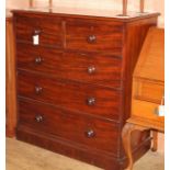 A Victorian mahogany five drawer chest W.106cm