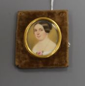 Robert Theer (Austrian, 1808-1863), oval portrait miniature on ivory of a Viennese lady, signed '