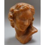 A French Art Deco wax half head H.36cm