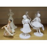 An Art of Movement figure of a ballerina and five Coalport figures, all limited editions of 9,500,