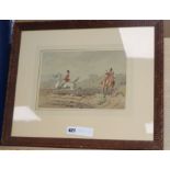 Phiz, watercolour, Hunting scene, signed, 18 x 27cm