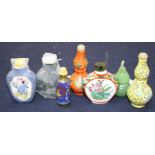 Seven Chinese snuff bottles, various, including porcelain, hardstone and cloisonne examples