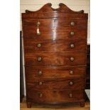 A Regency mahogany bow fronted chest on chest W.112cm