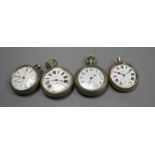 Four assorted base metal pocket watches, Elgin, Kay's, New Era and unsigned