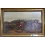 S. Martin, oil on canvas, Hunting scene, signed and dated 1880, 29 x 50cm