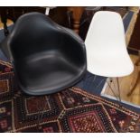 Ray and Charles Eames- six Vitra white DSR chairs and a similar unmarked black DAR armchair
