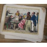 A quantity of 19th century and later satirical, fashion and bookplates, some hand coloured,