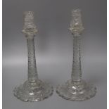 A pair of 18th century style cut glass candlesticks height 32cm