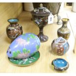 A collection of cloisonne vases, plate egg, etc. (7)