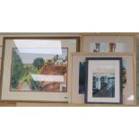 Hugh Bredin, 4 watercolours; Rotten Row, Lewes; Turrets, Essaouira; Serbian Bridge & Bechules, plant