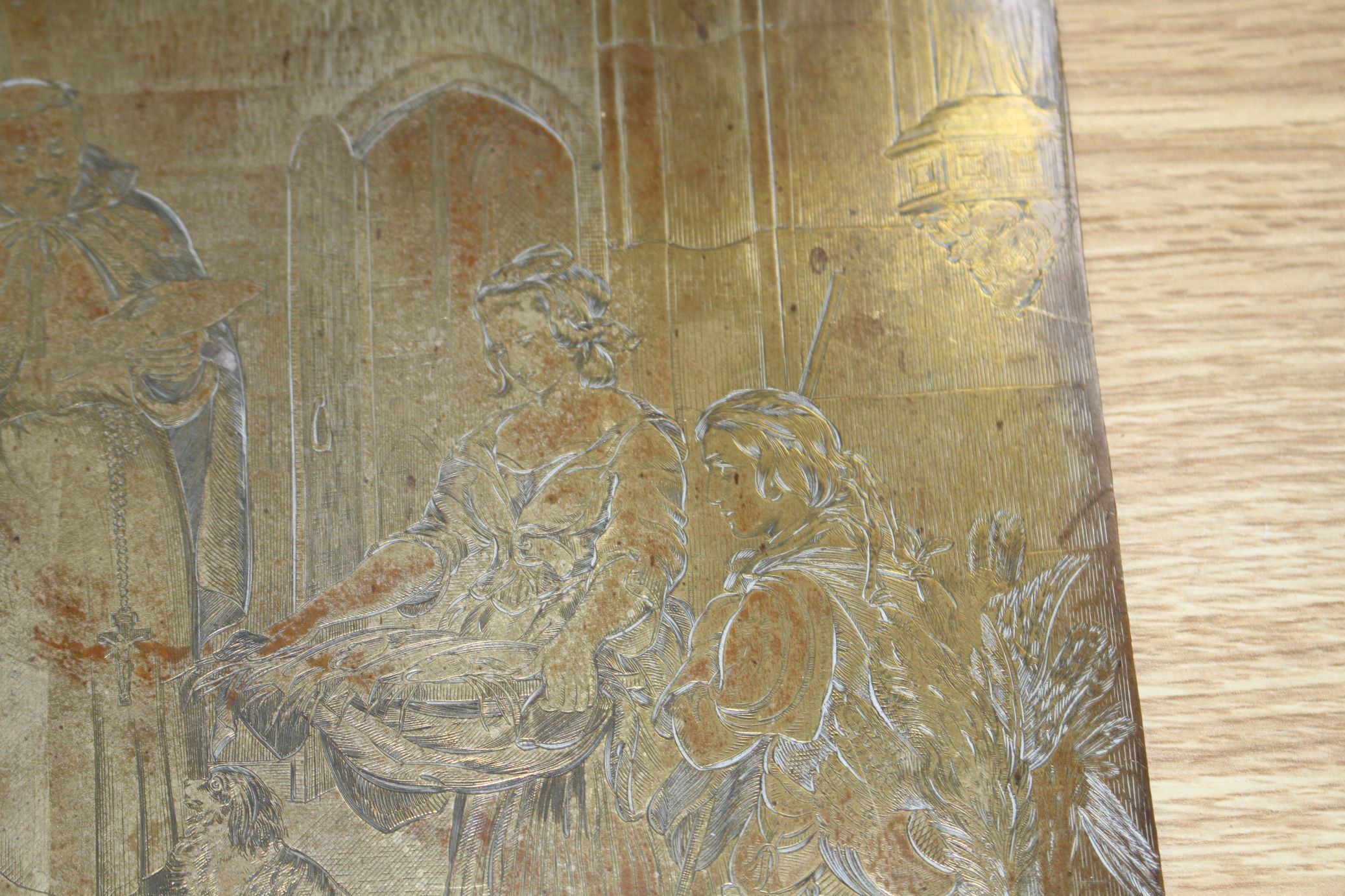 A 19th century brass engraved panel - Image 4 of 8