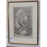 Salvator Rosa, engraving, St George and the Dragon, signed in the plate, 34 x 21.5cm