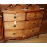 A Regency mahogany bow-fronted chest of drawers (reduced in height) W.100cm