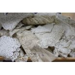 A fine mixed needle lace and Anglaise pillowcase, a needle run stole and various lace collars,