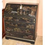 A reproduction chinoiserie painted four drawer bureau W.82cm
