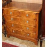 A pair of reproduction walnut five drawer chests W.78cm