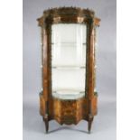 A late 19th century French rosewood vitrine W.168cm