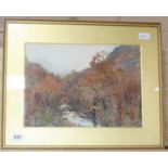 Alfred Heaton Cooper (1863-1929), watercolour, Autumnal mountainous river landscape, signed, 27cm