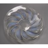 A Lalique 'Fleurons' pattern opalescent moulded glass shallow bowl, stencilled 'R. LALIQUE FRANCE'