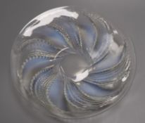 A Lalique 'Fleurons' pattern opalescent moulded glass shallow bowl, stencilled 'R. LALIQUE FRANCE'