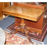 A Victorian burr walnut folding card table W.92cm