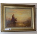 George Stainton, oil on canvas, Coastal scene at sunset, signed, 24 x 34cm
