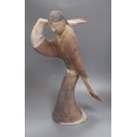 A large Chinese Han style pottery dancer height 54cm