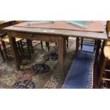 A 19th century French oak drop flap kitchen table W.130cm (extended)
