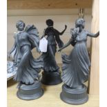 A set of three Wedgwood Signature Collection limited edition black porcelain figures of
