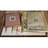 Various prints including a map of the Island of Elba with portrait of Bonaparte, 34 x 21.5cm