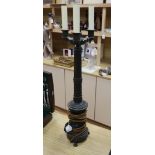 An Empire style three-light bronze figural table lamp height 60cm