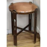 An Arts & Crafts circular copper top occasional table Diameter 52cm