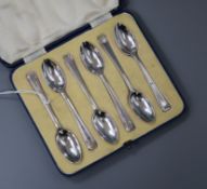 A cased set of six Art Deco silver teaspoons, Mappin & Webb, Sheffield, 1936.