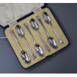 A cased set of six Art Deco silver teaspoons, Mappin & Webb, Sheffield, 1936.