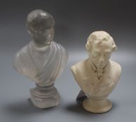 A glass bust of Prince Albert by F & C Osler, inscribed to base, 26cm and a parian bust of