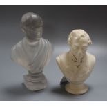A glass bust of Prince Albert by F & C Osler, inscribed to base, 26cm and a parian bust of
