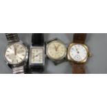 Four assorted steel / gold plated wristwatches, Waltham (2), Accurist, Astin