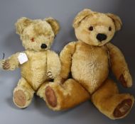 A 1950's Chad Valley bear, foot label to Queen Mother, 20in, wonderful condition, thick golden