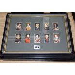 Six framed "Famous People" cigarette cards (60 in total)