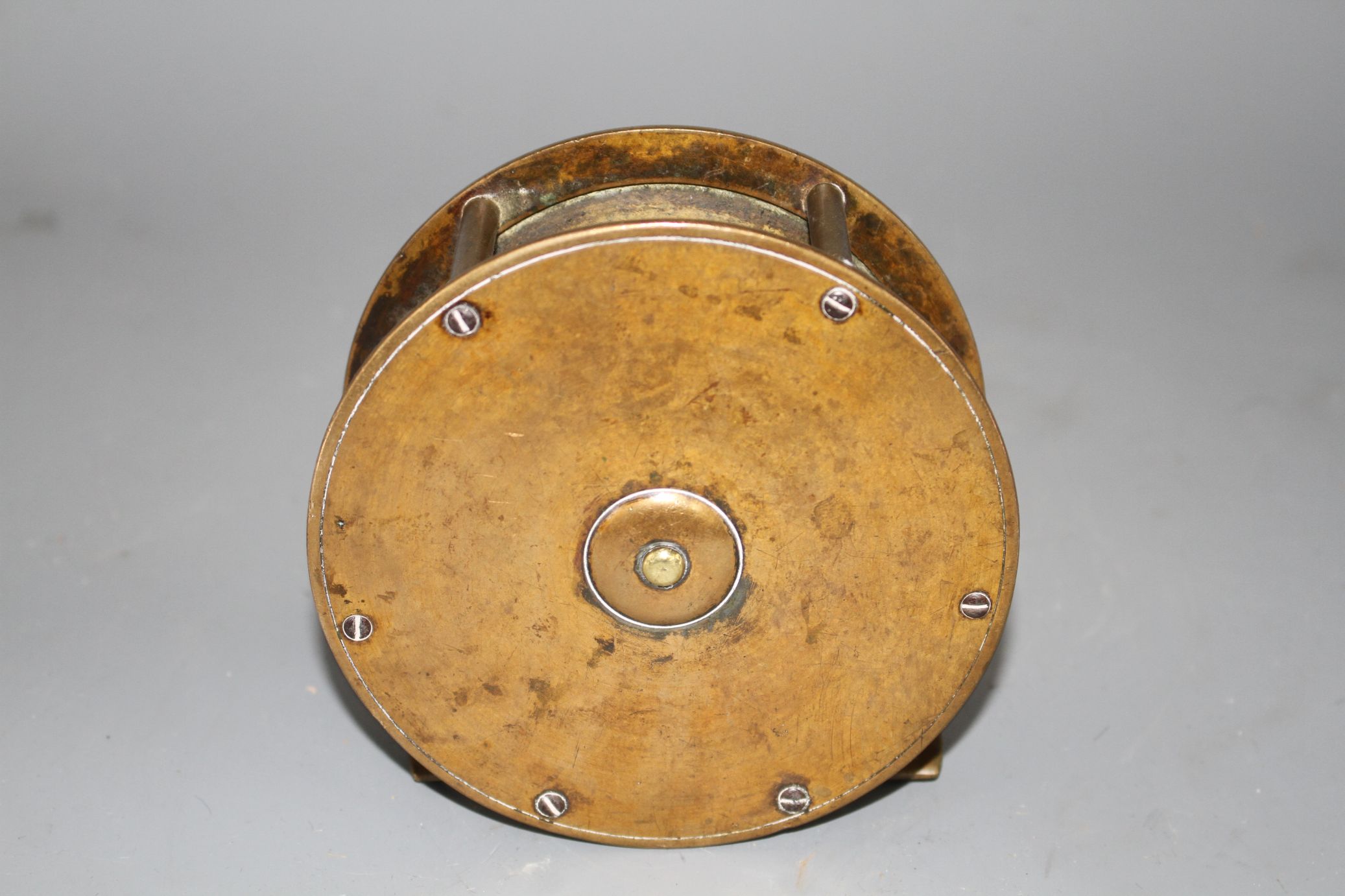 An early brass 4.5in. fishing reel by Army & Navy Cooperative Stores Ltd., engraved mark, diameter - Image 4 of 4