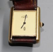 A lady's 925 gilt Must de Cartier manual wind wrist watch, on associated strap.Condition: No box